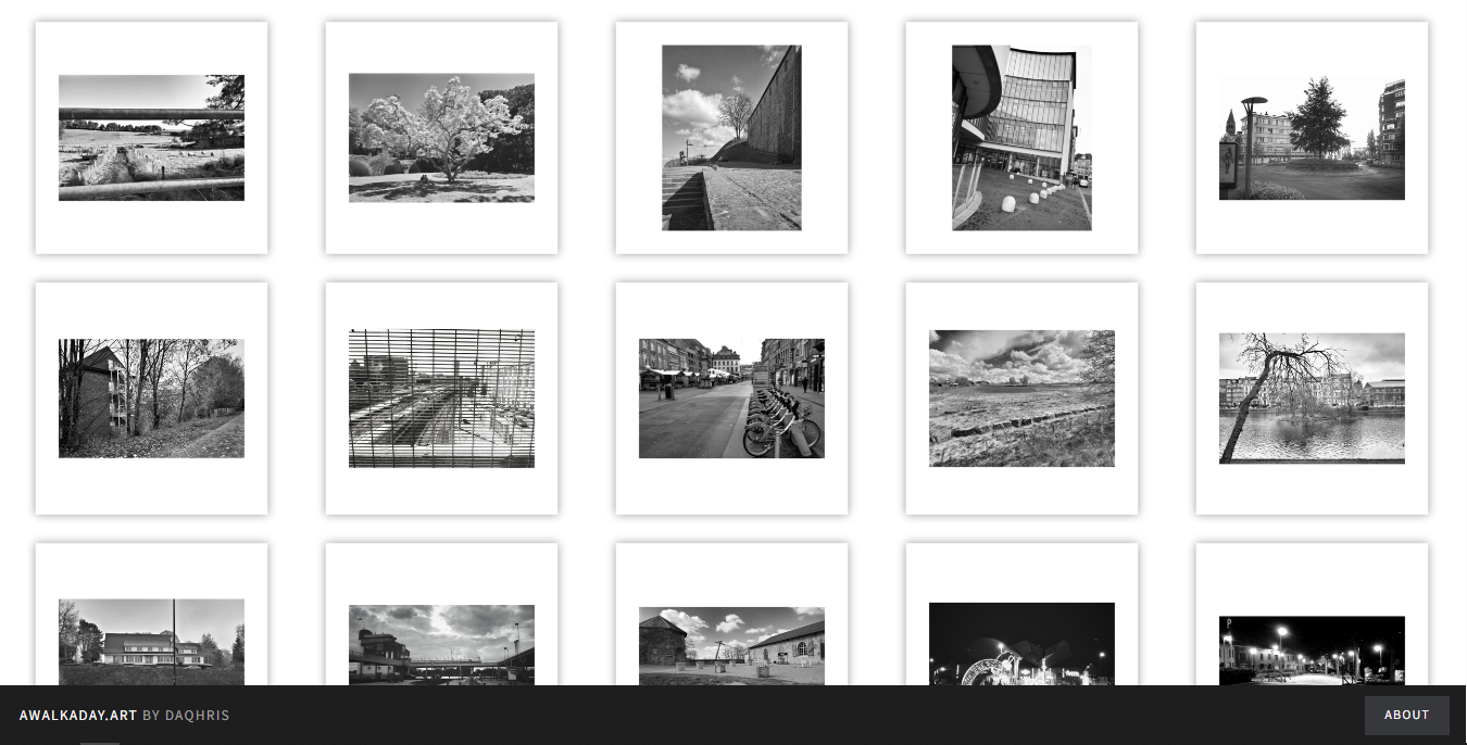 Screenshot of the web gallery: awalkaday.art